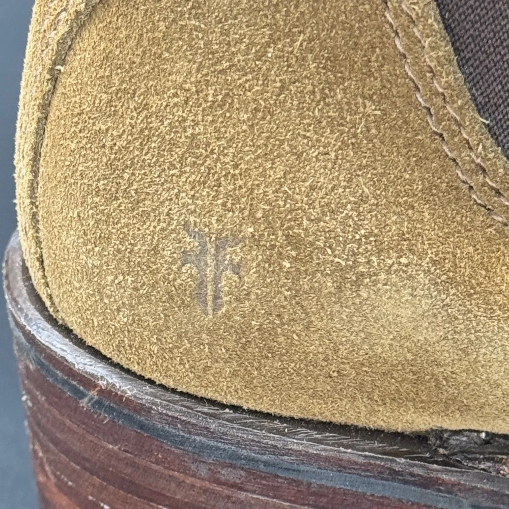 Frye Sabrina Chelsea Ankle Boots in Tan Suede ask 9 - Picture 9 of 10